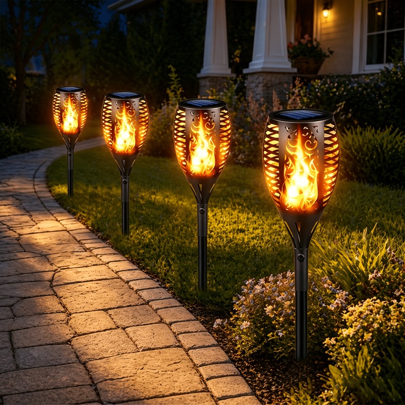 Fire Torch Solar - 1/2/4 قطع من مصابيح LED الشمسية