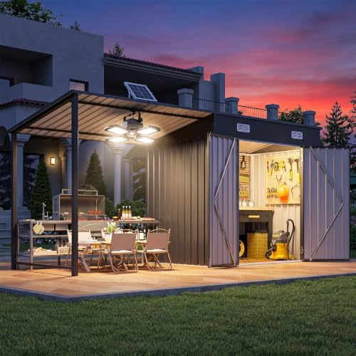 Outdoor Lighting Gazebo - سقيفة تخزين خارجية 6x4 قدم مع