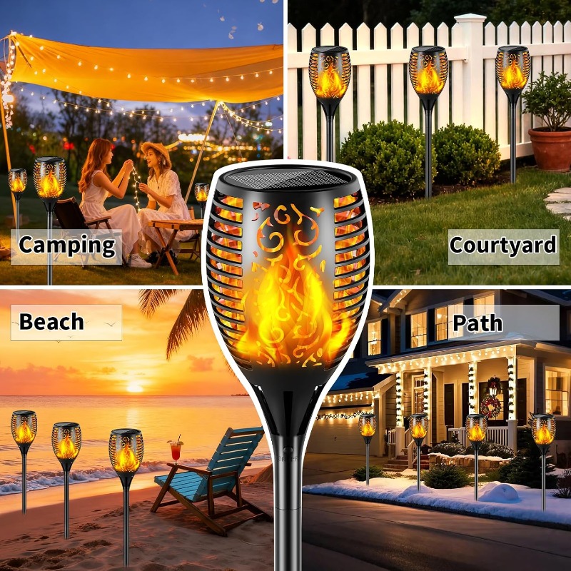 1/2/4 قطع من مصابيح LED الشمسي - مراجعة Fire Torch Solar وسعره