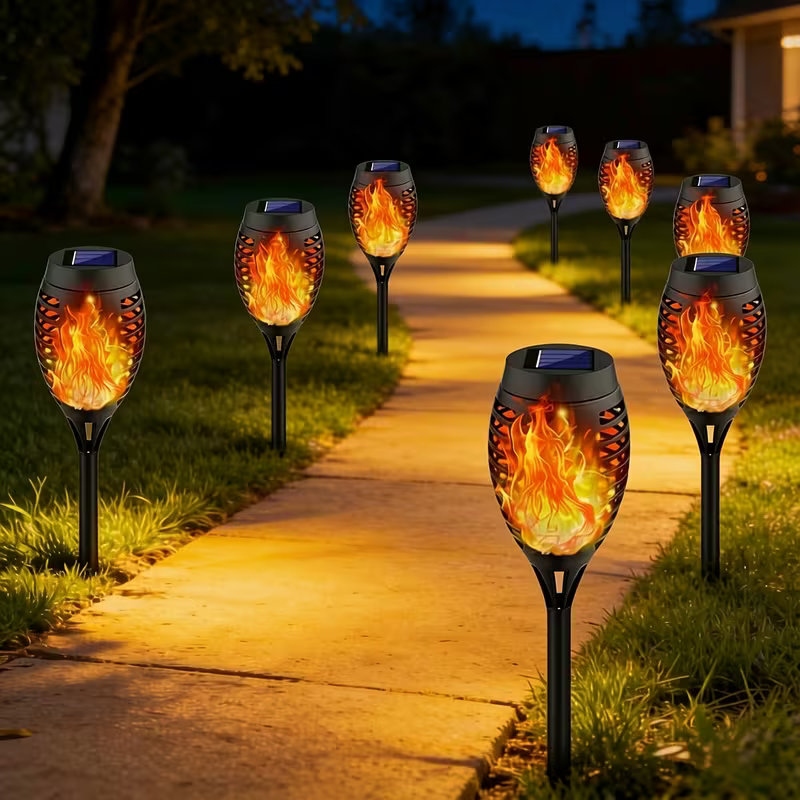 أضواء حديقة شمسية خارجية بتأثي - مراجعة Fire Torch Solar وسعره