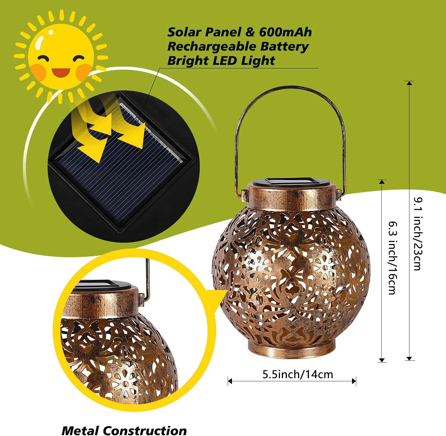 1-6 قطع من الفوانيس الشمسية ال - مراجعة Outdoor Lighting Gazebo وسعره