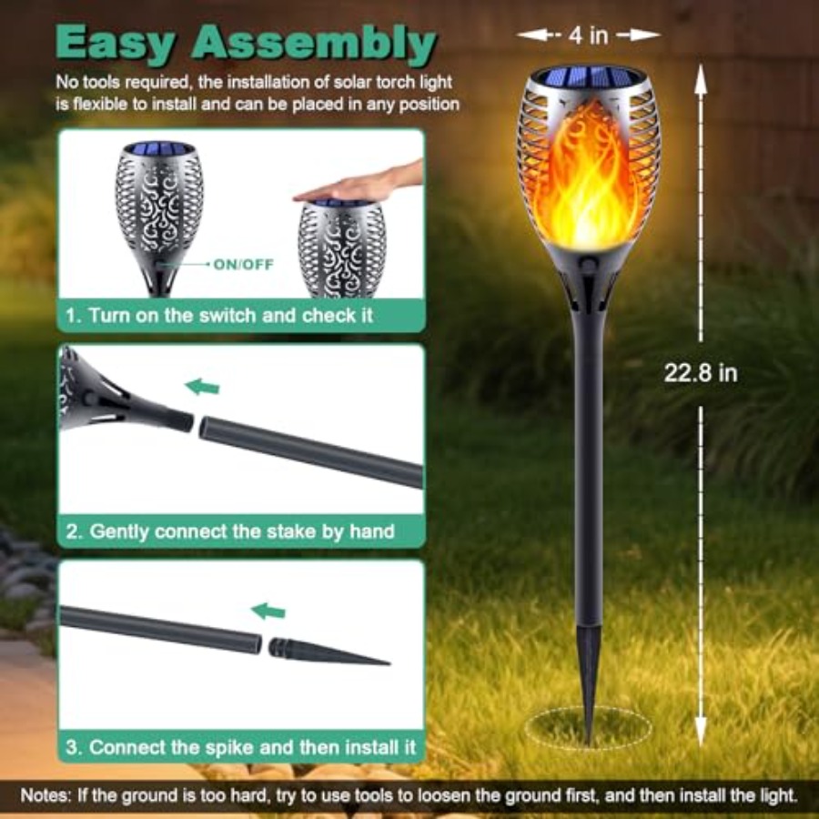 أضواء شمسية بتأثير اللهب المتذ - مراجعة Fire Torch Solar وسعره