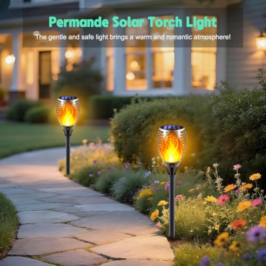 أضواء شمسية بتأثير اللهب المتذ - مراجعة Fire Torch Solar وسعره